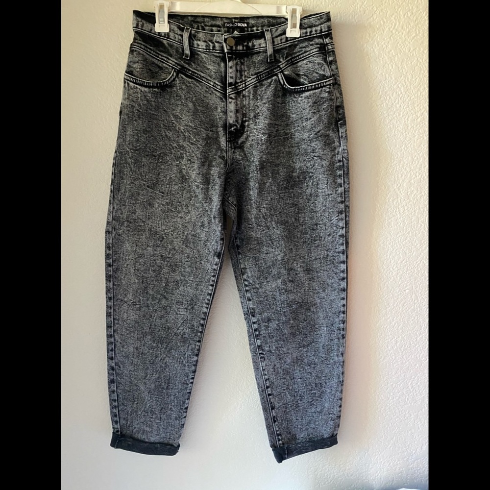 Acid wash mom jeans
